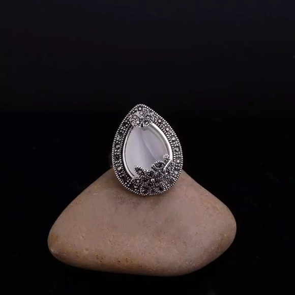 925 silver.White Opal stone jewelry set micro pave - Picture 5 of 5